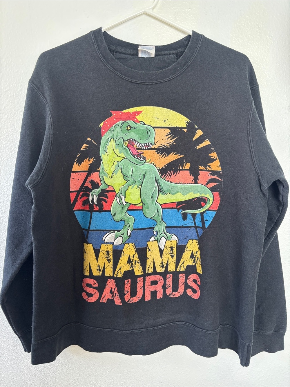 Port and Company Black 'Mamasaurus' Graphic Crewneck Sweatshirt
